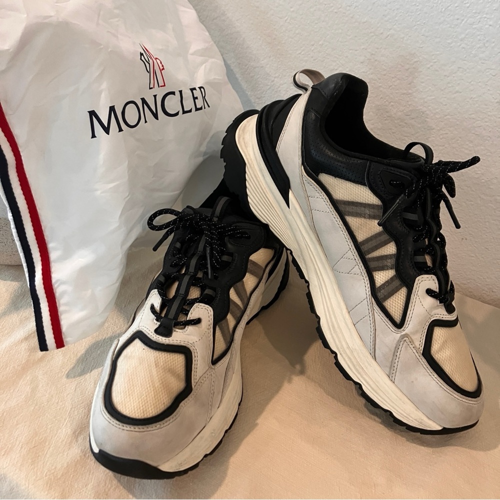 Authentic Moncler Black and Cream Chunky Sneakers-size 46 (12 US)